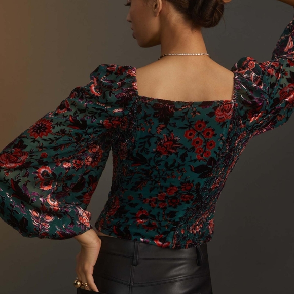 Anthropologie Surplice Tie-Front Blouse in green, size XS, perfect condition - Picture 2 of 10